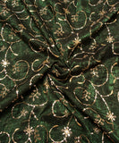 Bottle Green Sequin Embroidery Tissue Silk fabric