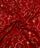 Maroon Sequin Embroidery Tissue Silk fabric