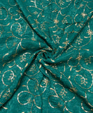 Turquoise Sequin Embroidery Tissue Silk fabric