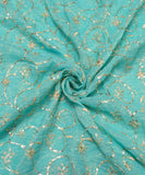 Light Blue Sequin Embroidery Tissue Silk fabric