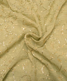 Mint Sequin Embroidery Tissue Silk fabric