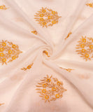 White Dyeable Embroidered Mul Chanderi Fabric