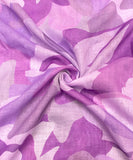 Purple Leaf Print Zari Cotton Linen Fabric