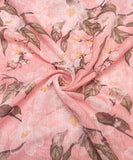 Light Pink Floral Print Cotton Linen Fabric