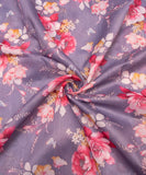 Grey Floral Printed Chanderi Fabric