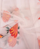 White Floral Hand Paint Organza  Fabric