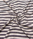 Black Off White Lining Pattern Khadi Fabric