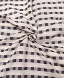 Off White Black Lining Pattern Khadi Fabric