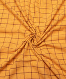Mango Yellow Check  Pattern Khadi Fabric