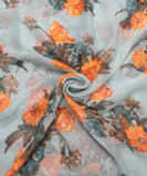 Light Blue Floral Print Chiffon Fabric