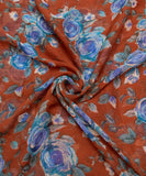 Dark Brown Floral Print Chiffon Fabric