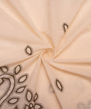 Off White Floral Kora Cotton Embroidery Fabric
