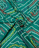 Green Bandhani Print Viscose Satin Fabric