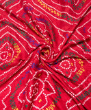 Light Maroon Bandhani Print Viscose Satin Fabric