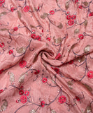 Rose Gold Floral Pattern Embroidery Uppada Silk Fabric