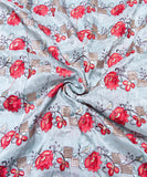 Light Blue Floral Pattern Embroidery Uppada Silk Fabric