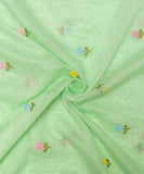 Light Green Embroidered Mul Chanderi Fabric