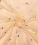 Off White Embroidered Mul Chanderi Fabric