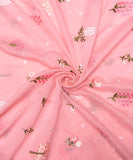 Pink Embroidered Mul Chanderi Fabric