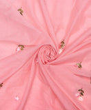 Pink Embroidered Mul Chanderi Fabric
