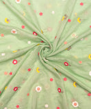 Mint Green Embroidered Mul Chanderi Fabric