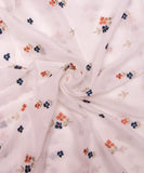 White Embroidered Mul Chanderi Fabric