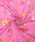 Light Lavender Embroidered Mul Chanderi Fabric