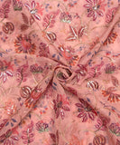 Pastel Pink Floral Print Embroidery Organza Fabric