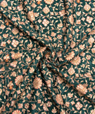 Dark Green Floral Embroidery Crepe Fabric