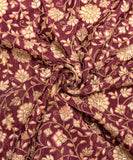 Lilac Floral Embroidery Crepe Fabric