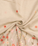 Light Mint Floral Embroidery Cotton Linen Fabric