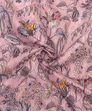 Light Pink Floral Print Mul Chanderi Fabric