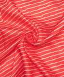 Tomato Color Lehariya Print Raw Silk Fabric