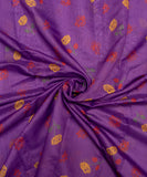Purple Floral Print Mul Chanderi Fabric