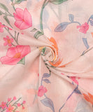Off White Floral Print Mul Chanderi Fabric