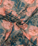 Greyish Green Floral Print Mul Chanderi Fabric