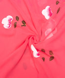 Pink Floral Georgette Hand Paint Fabric