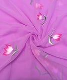 Lavender Floral Georgette Hand Paint Fabric