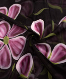 Black Floral Organza Hand Paint Fabric