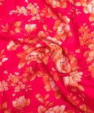 Dark Magenta Floral Printed Chiffon Fabric