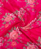 Magenta Floral Printed Chiffon Fabric