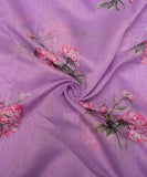Lavender Floral Print Mul Chanderi Fabric