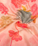 Pastel Pink Floral Print Mul Chanderi Fabric