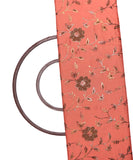 Peach Colour Golden Zari Foil Embroidery Satin Fabric ( 2 Meter )