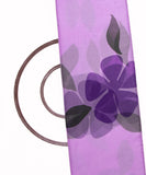 Lavender Colour Floral Pattern Hand Paint Organza  Fabric