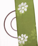 Green Colour Floral Pattern Hand Paint Organza  Fabric
