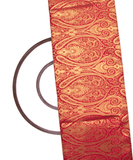 Red Colour Paisley Pattern Banarasi Brocade Silk Fabric