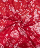 Red Colour Floral Print Chanderi Silk Fabric