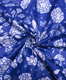 Dark Blue Colour Floral Print Chanderi Silk Fabric