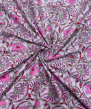 Grey Colour Floral Printed Cotton Fabric